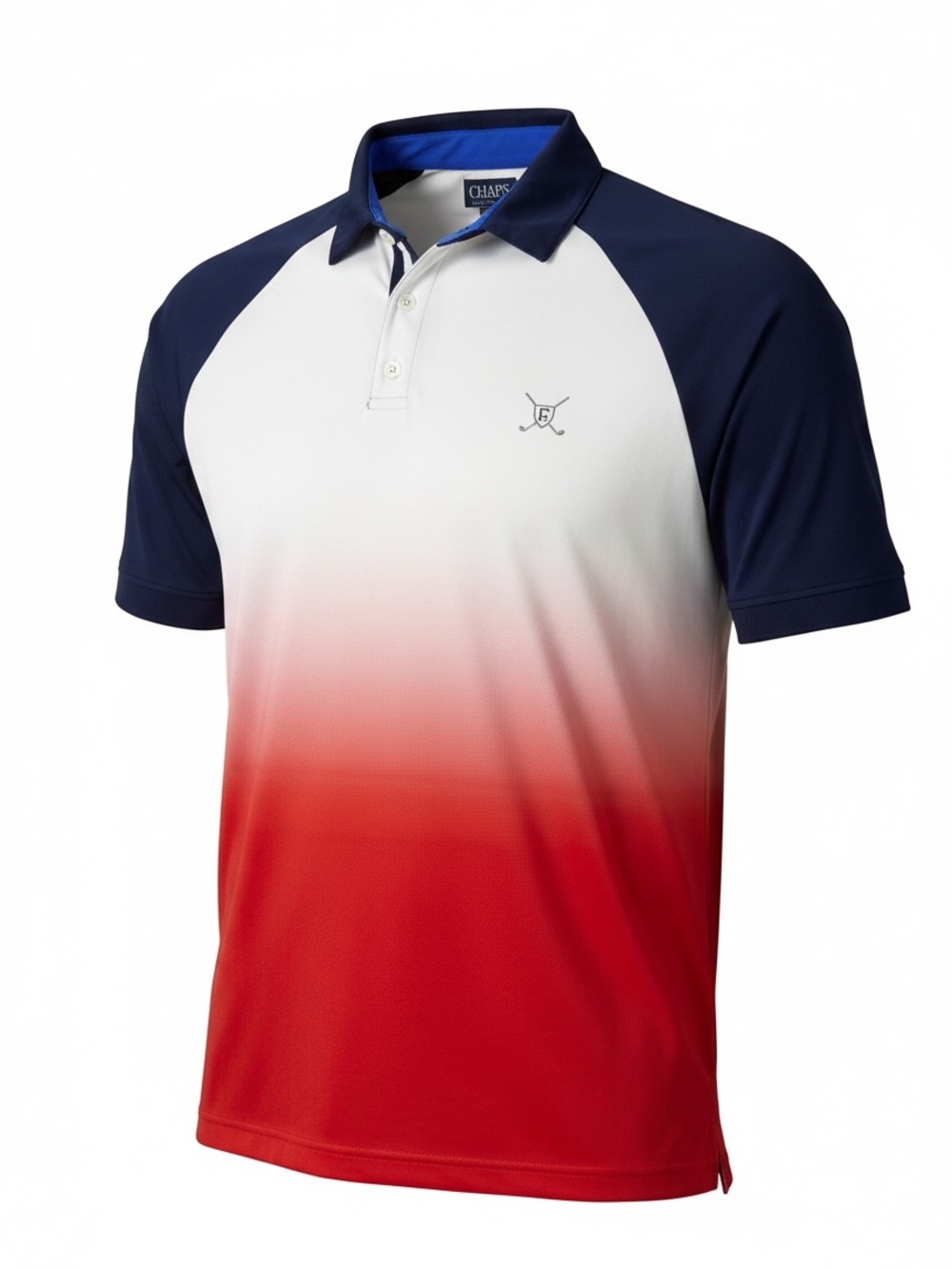 Chaps Men's Navy, White & Red Ombre Polo